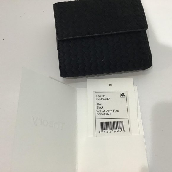 Theory Laleh Calf Hair Black Wallet